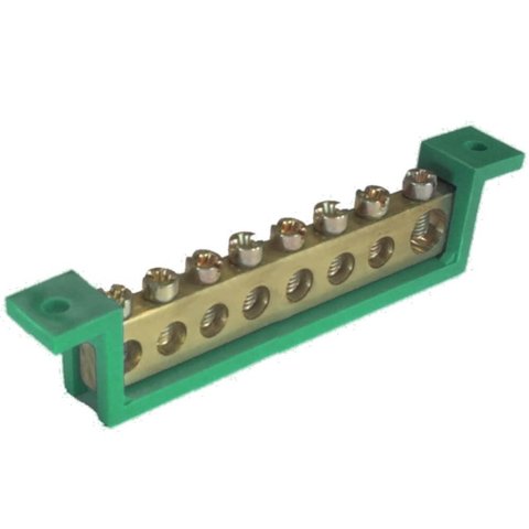 Barramento Terra 8 Terminais Verde Fixo 89mm - SBT8 - STECK