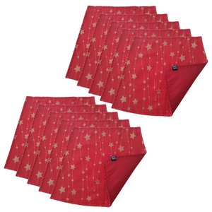 Jogo Americano Luxo Estrela Cadente Vermelho Dupla face 10un