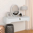 Ver imagem 1 de Penteadeira Suspensa com Espelho Paola Branco - Móveis Arapongas Branco