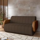 Ver imagem 1 de Sofá Decorativo Living Sala de Estar Bornéu 148cm Pés de Madeira Pu/veludo Caramelo/marrom G33 - Gra