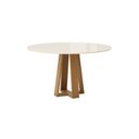 Ver imagem 2 de Mesa de Jantar 6 Lugares 140cm Tampo MDF e Vidro Redonda Lisa