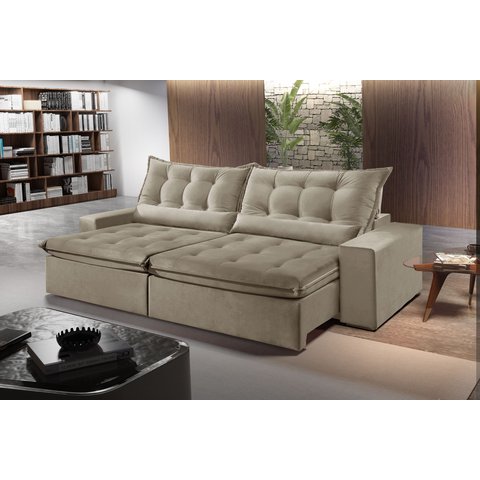 Sofá Retrátil e Reclinável 2,50cm com Pillow e Molas Ensacadas Montebello - Movenzo Estofados