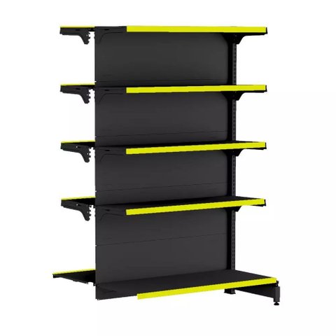 Gondola Centro 170 Fit Continuação Preto 10 Bandeja Pe Amarelo