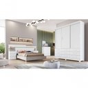 Ver imagem 3 de Guarda Roupa Solteiro Rei de Casa Neve 3 Portas Correr 9 Gavetas MDP Neve 180cm