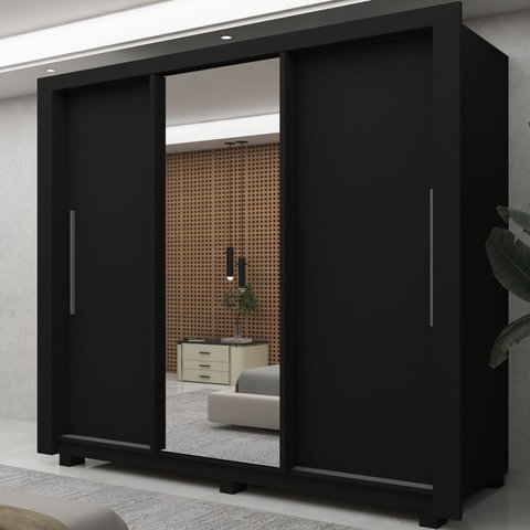 Guarda-Roupa Casal 3 Portas com 2 Gavetas com 1 Porta Espelho com Pés 100% MDF Roma