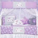 Ver imagem 2 de Kit Protetor Berço Céu Lua Nuvem Gota Menina Lilás 12 Peças