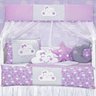 Kit Protetor Berço Céu Lua Nuvem Gota Menina Lilás 12 Peças - 2