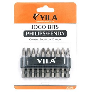 Jogo Bits/ponta Philips/fenda com 10un Vila