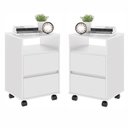 Ver imagem 1 de Conjunto de Mesa de Cabeceira Verona 2 Gavetas Rodízios Branco Plata Móveis