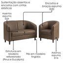 Ver mais imagens de Kit Poltrona e Namoradeira Aura Courino com Pés de Madeira Café Milani Movelaria