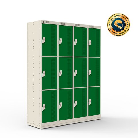 Armário de Aço 12 Portas - Nk 4333 Compatível com Capacete Nilko Armários Nk 3333 Verde Chave Padrão