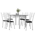 Ver imagem 1 de Conjunto de Mesa Sala de Jantar Leia com 6 Cadeiras Tubular Granito 1,40m Artefamol