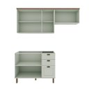 Ver imagem 5 de Cozinha Compacta Modulada 3 Peças 100% MDF 2 Armários Aéreos e Balcão para Pia sem Tampo Iluminata Verde Mint
