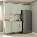 Ver imagem 1 de Cozinha Compacta Modulada 3 Peças 100% MDF 2 Armários Aéreos e Balcão para Pia sem Tampo Iluminata Verde Mint