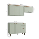 Ver imagem 3 de Cozinha Compacta Modulada 3 Peças 100% MDF 2 Armários Aéreos e Balcão para Pia sem Tampo Iluminata Verde Mint