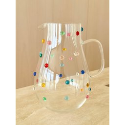 Jarra Àgua Suco Vidro  2 Litros  Decorada Com Mini Gemas Coloridas - 1