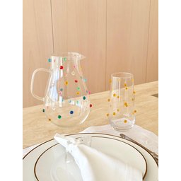 Jarra Àgua Suco Vidro  2 Litros  Decorada Com Mini Gemas Coloridas - 4