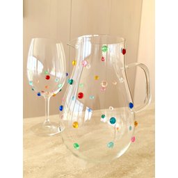 Jarra Àgua Suco Vidro  2 Litros  Decorada Com Mini Gemas Coloridas - 3