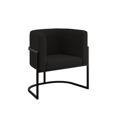 Poltrona Cadeira Decorativa Lua Recepção Base de Ferro Black Cor:preto