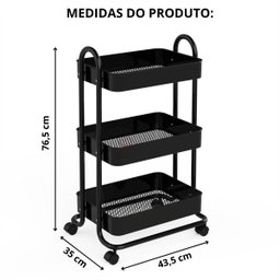 CARRINHO ORGANIZADOR MULTIUSO 3 PRATELEIRAS BERLIM - 2
