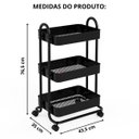 Ver imagem 2 de CARRINHO ORGANIZADOR MULTIUSO 3 PRATELEIRAS BERLIM