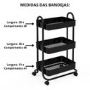 Ver imagem 5 de CARRINHO ORGANIZADOR MULTIUSO 3 PRATELEIRAS BERLIM
