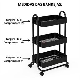 CARRINHO ORGANIZADOR MULTIUSO 3 PRATELEIRAS BERLIM - 5