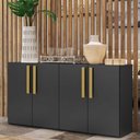 Ver imagem 7 de Aparador Buffet 4 Portas Viena V3604 Preto/Natural Preto/Natural
