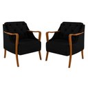 Ver imagem 1 de Kit 2 Poltronas Decorativas para Sala de Estar Capitonê Lapa M22 Veludo Preto - Mpozenato