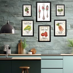 Kit Composição 6 Quadros Cozinha Retrô:moldura Branca - 2