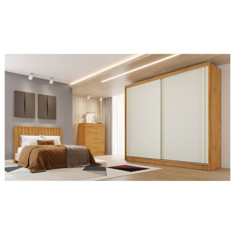 Guarda Roupa 2p Correr Monterey 100% Mdf Peroba Off White