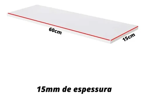 Kit 3 Prateleira Mdf Branco Suporte Invisível L=60 P=15 Branco TX - 4