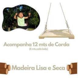 Balanço Infantil Rustico 50 Cm com Corda Resistente 100 Kg - 7