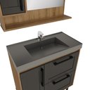 Ver imagem 5 de Conjunto de Banheiro 2 Portas e 1 Gaveta com Gabinete Cuba e Espelheira LED 80cm Eleganza