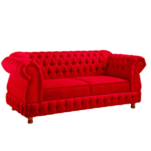 Sofá Chesterfield Moscatto 3 Lugares Via Encanto Veludo Vermelho