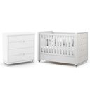 Ver imagem 1 de Jogo de Quarto Infantil Tutto New Cômoda 4 Gavetas e Berço Branco Soft com Capitonê - Matic Mó