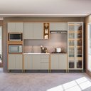 Ver imagem 1 de Cozinha Completa Modulada 6 Peças com Torre Quente e Cristaleira Allure Marrom/Jequitibá/Gris Fosco