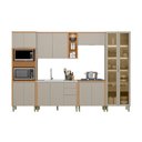 Ver imagem 2 de Cozinha Completa Modulada 6 Peças com Torre Quente e Cristaleira Allure Marrom/Jequitibá/Gris Fosco