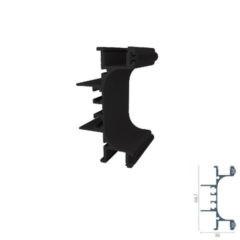 Perfil Alumínio Led Tipo Cava Rm-248 Barra 03 Metros Preto Rometal 01 Unidade