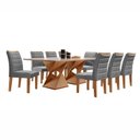 Ver imagem 2 de Conjunto Sala de Jantar Tampo 200x90cm Vidro/MDF Genova com 8 Cadeiras Smart Plus