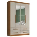 Ver imagem 1 de Guarda Roupa Solteiro 4 Portas com Espelho Mari 154x231 cm Cinamomo Areia Zanz