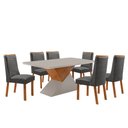 Ver imagem 2 de Mesa de Jantar Aster 180cm Tampo MDF Vidro Canto Copo com 6 Cadeiras Carolina