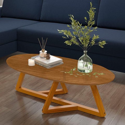 Mesa de Centro Nexo Oval MDF Madeira 90cm Nature Oft Móveis