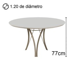Conjunto Mesa de Jantar Barcelona Off White Base Champanhe 1,20m com 4 Cadeiras Aurora - 2