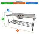 Ver imagem 4 de Bancada Mesa 200x70 Inox 430 com 1 Cuba 50x40x25 com Grade Inferior - Imeca 6814