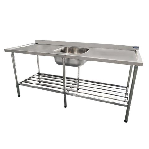 Bancada Mesa 200x70 Inox 430 com 1 Cuba 50x40x25 com Grade Inferior - Imeca 6814
