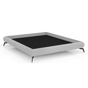 Cama Casal Japonesa Pés Alumínio Haru Linho Cinza Clarinho - Sallar Home