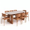 Ver imagem 3 de Conjunto de Jantar com Mesa Oval Tali 210cm e 8 Cadeiras Ema CabeCasa MadeiraOriginals Bege/Marrom