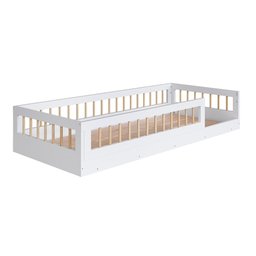 Cama Montessoriana Infantil Solteiro Com Grade De Proteção 84 x 195 cm Branco Suki Shop - 2