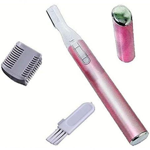 Depilador Elétrico Feminino Facial Sobrancelhas Nariz Virilha Bigode Pelos em Gerais Caneta Rosa